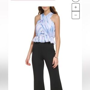 NWT./DKNY/Seeveless Printed Chiffon Halter Top. Size medium